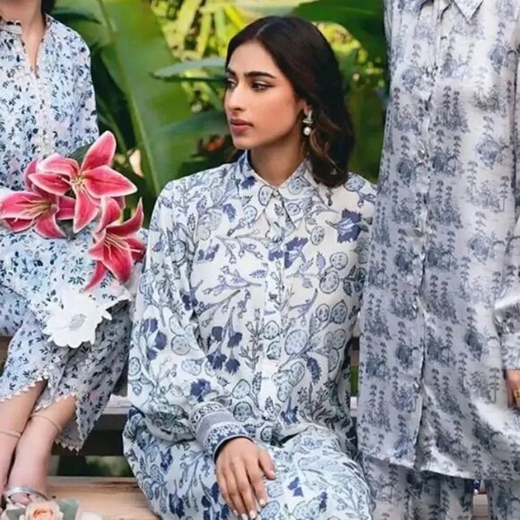 VANYA PAKISTANI DESIGNER AUTHENTIC FLORAL 2 PIECE DRESS COORD SET - Picture 6 of 12